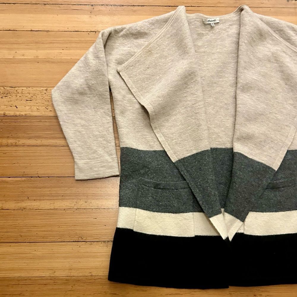 Madewell boiled wool, color block  open sweater. Size S/M. - Picture 6 of 11